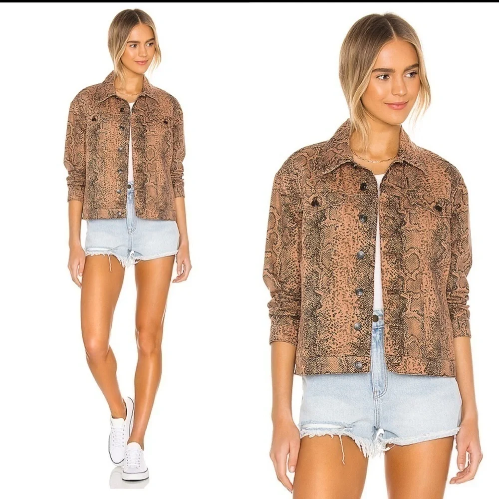 Free People Snake Trucker Jacket XS
